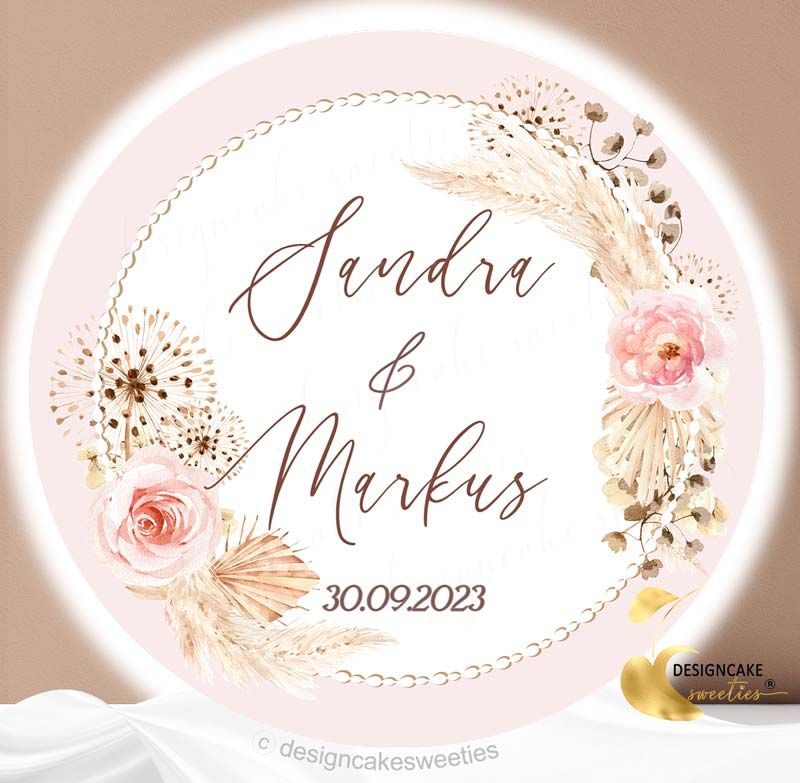 Tortenaufleger Hochzeit Blumen Boho
